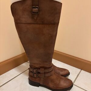 Brown Leather Knee-High Boots